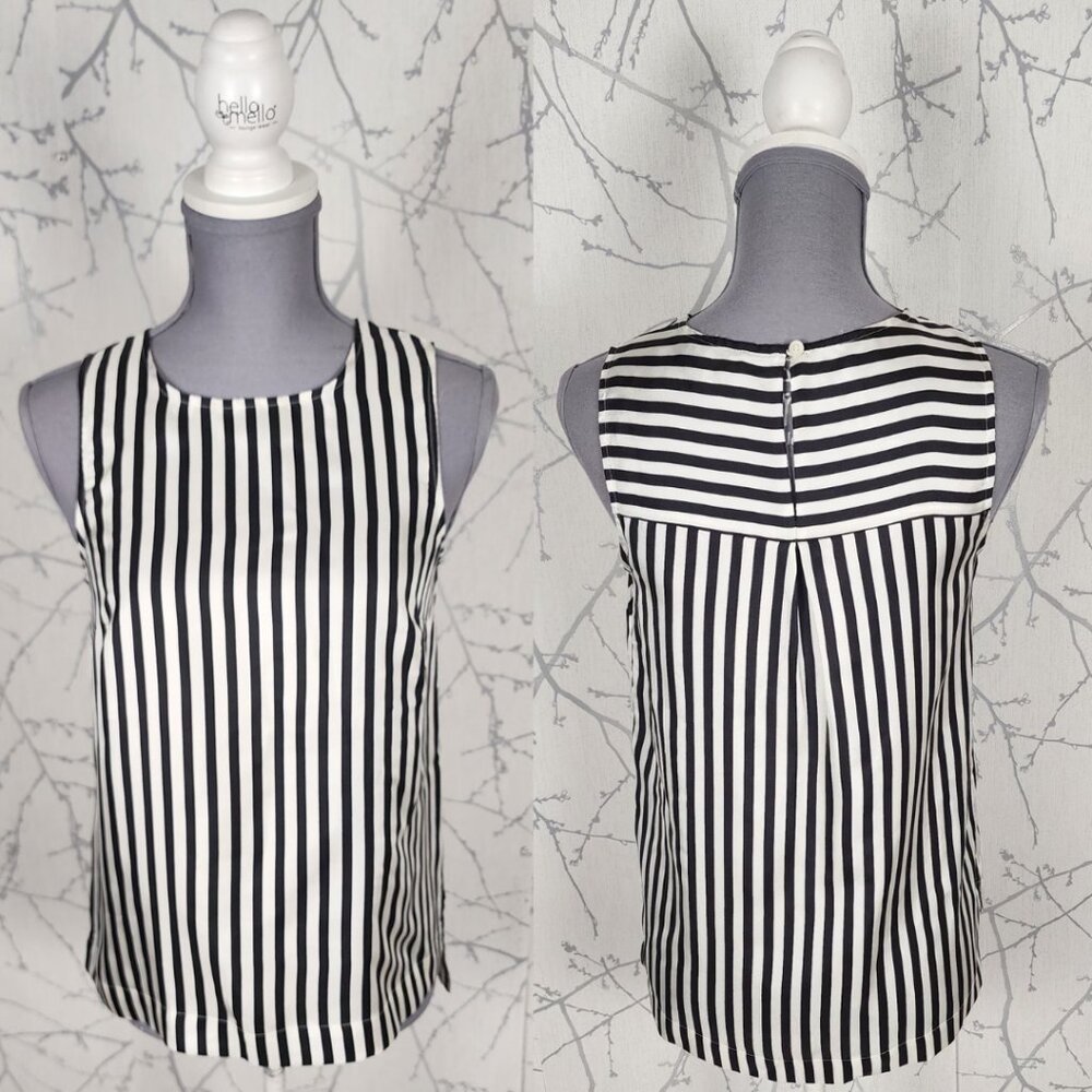 J. Crew Stripe 100% Silk Keyhole Back Tank Career Basics